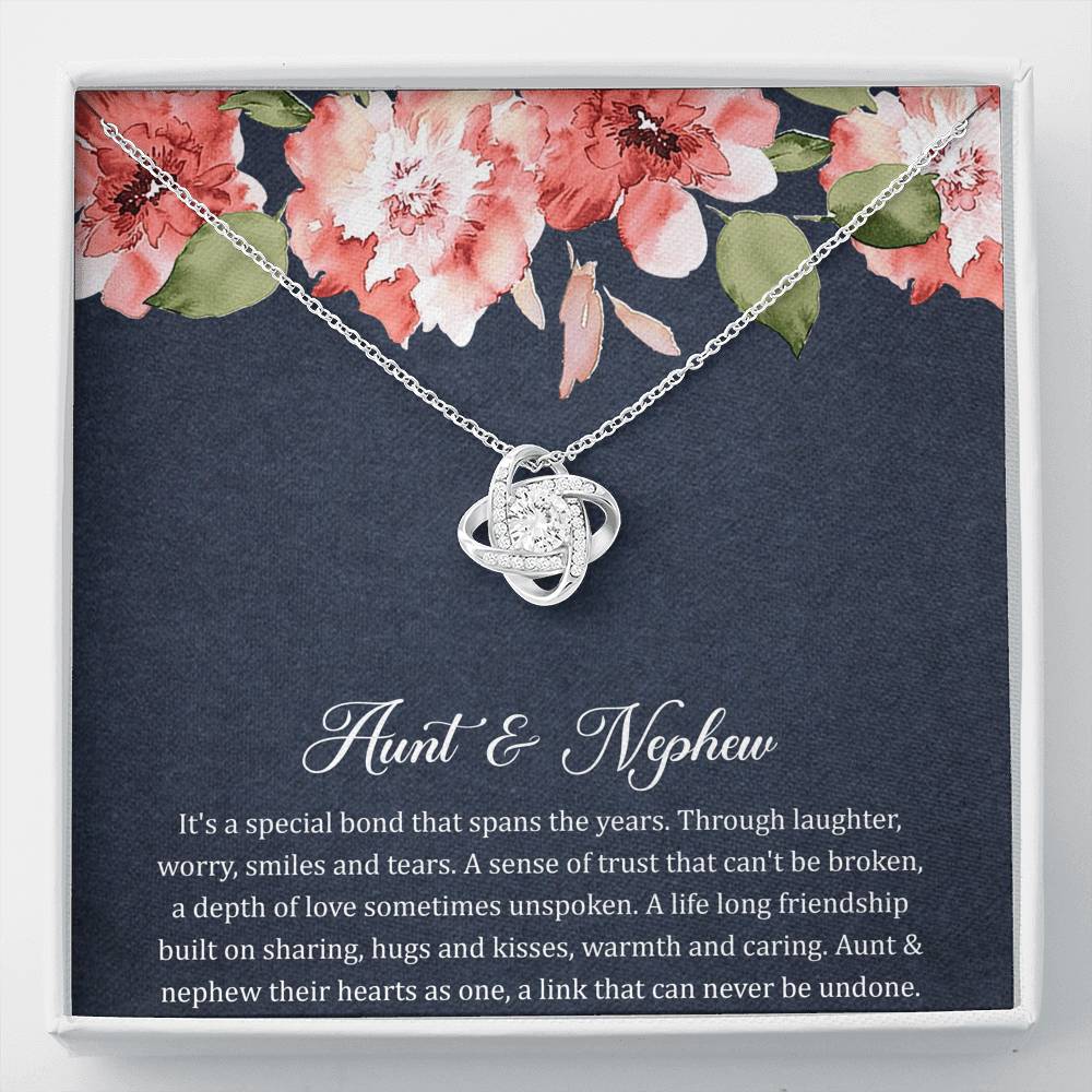 To My Aunt Gifts, Aunt and Nephew Bond, Love Knot Necklace For Women, Aunt Birthday Present From Nephew