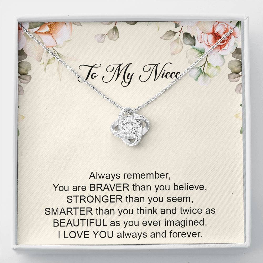 To My Niece  Gifts, Always Remember, Love Knot Necklace For Women, Birthday Present Ideas From Aunt Uncle