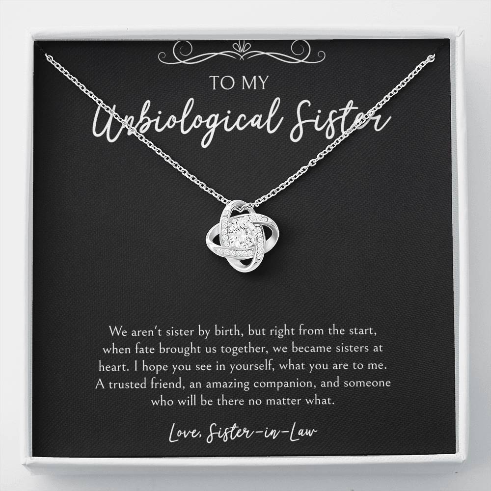 To My Unbiological Sister Gifts, A Trusted Friend, Love Knot Necklace For Women, Birthday Present Idea From Sister-in-law