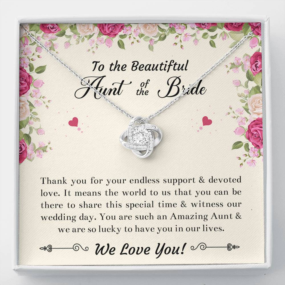 Aunt of the Bride Gifts, Thank You For Your Support, Love Knot Necklace For Women, Wedding Day Thank You Ideas From Bride