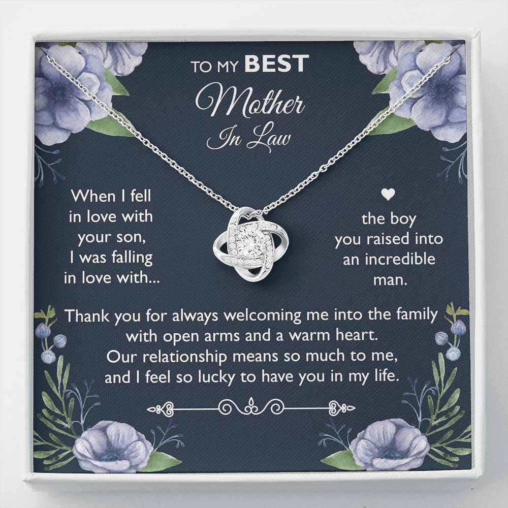 To My Mother-in-law Gifts, I Feel So Lucky, Love Knot Necklace For Women, Birthday Mothers Day Present From Daughter-in-law Son-in-law