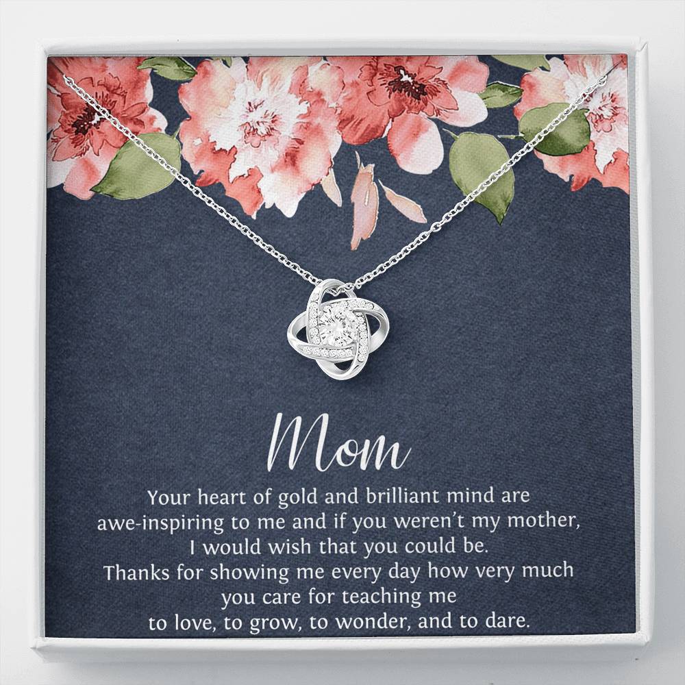 To My Mom Gifts, Your Heart of Gold, Love Knot Necklace For Women, Birthday Mothers Day Present From Son Daughter