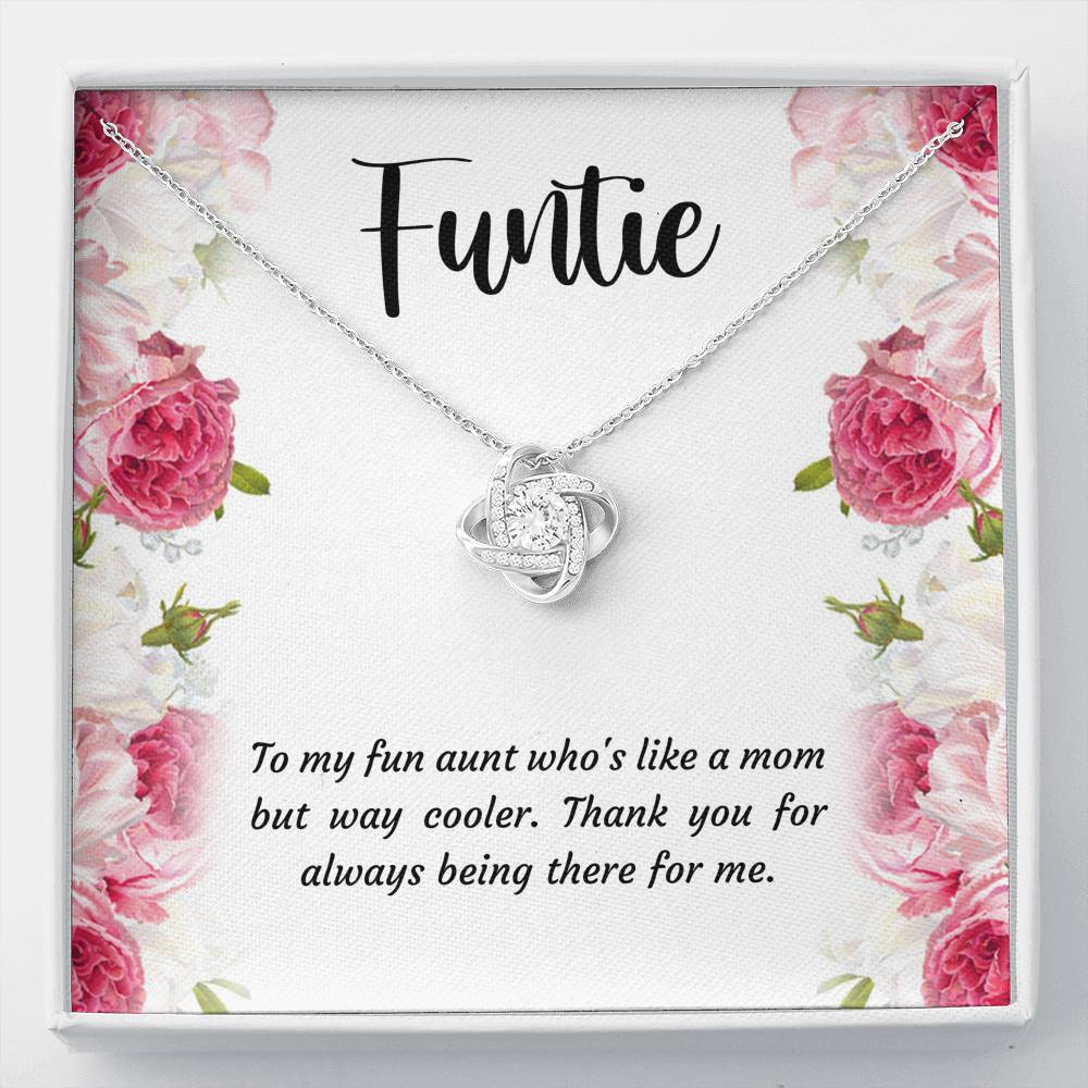 To My Aunt Gifts, Funtie, Love Knot Necklace For Women, Aunt Birthday Present From Niece Nephew