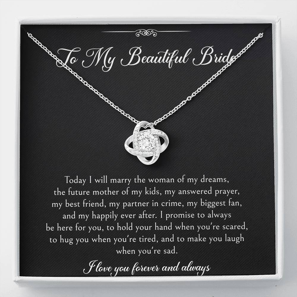 To My Bride Gifts, I Love You Forever And Always, Love Knot Necklace For Women, Wedding Day Thank You Ideas From Groom