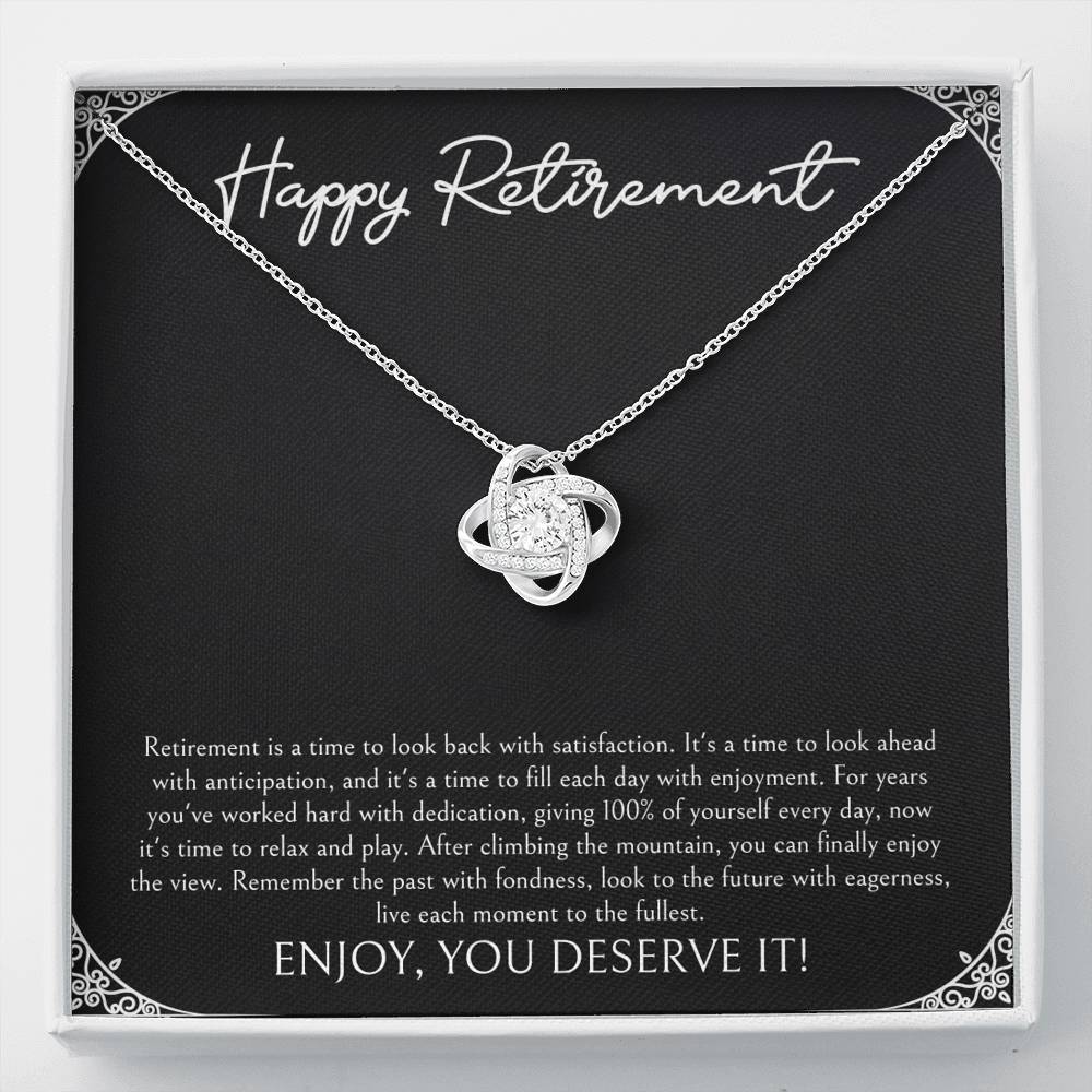 Retirement Gifts, Time To Relax, Happy Retirement Love Knot Necklace For Women, Retirement Party Favor From Friends Coworkers