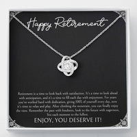 Load image into Gallery viewer, Retirement Gifts, Time To Relax, Happy Retirement Love Knot Necklace For Women, Retirement Party Favor From Friends Coworkers
