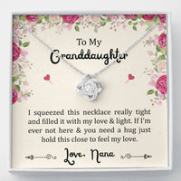 Load image into Gallery viewer, To My Granddaughter Gifts, Filled With My Love and Light, Love Knot Necklace For Women, Birthday Present Idea From Nana
