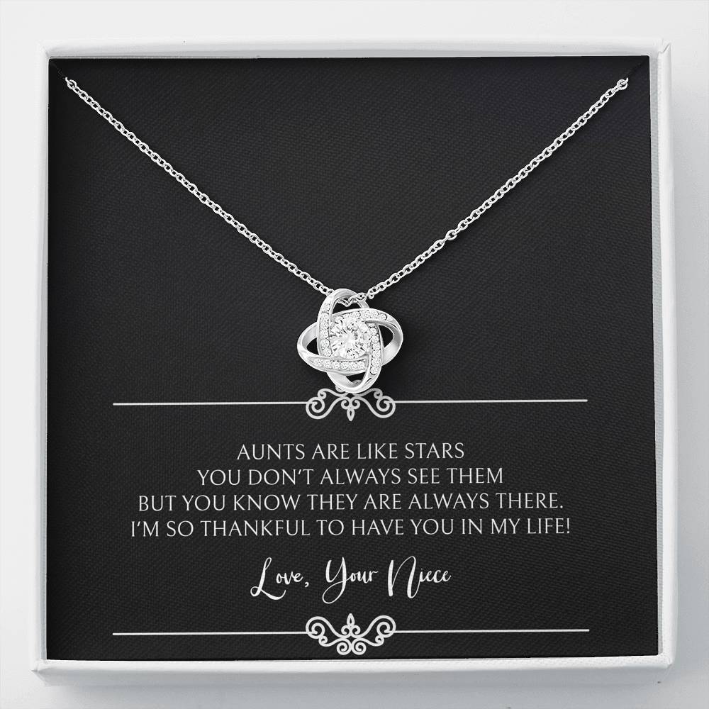 To My Aunt Gifts, Aunts Are Like Stars, Love Knot Necklace For Women, Birthday Present Idea From Niece