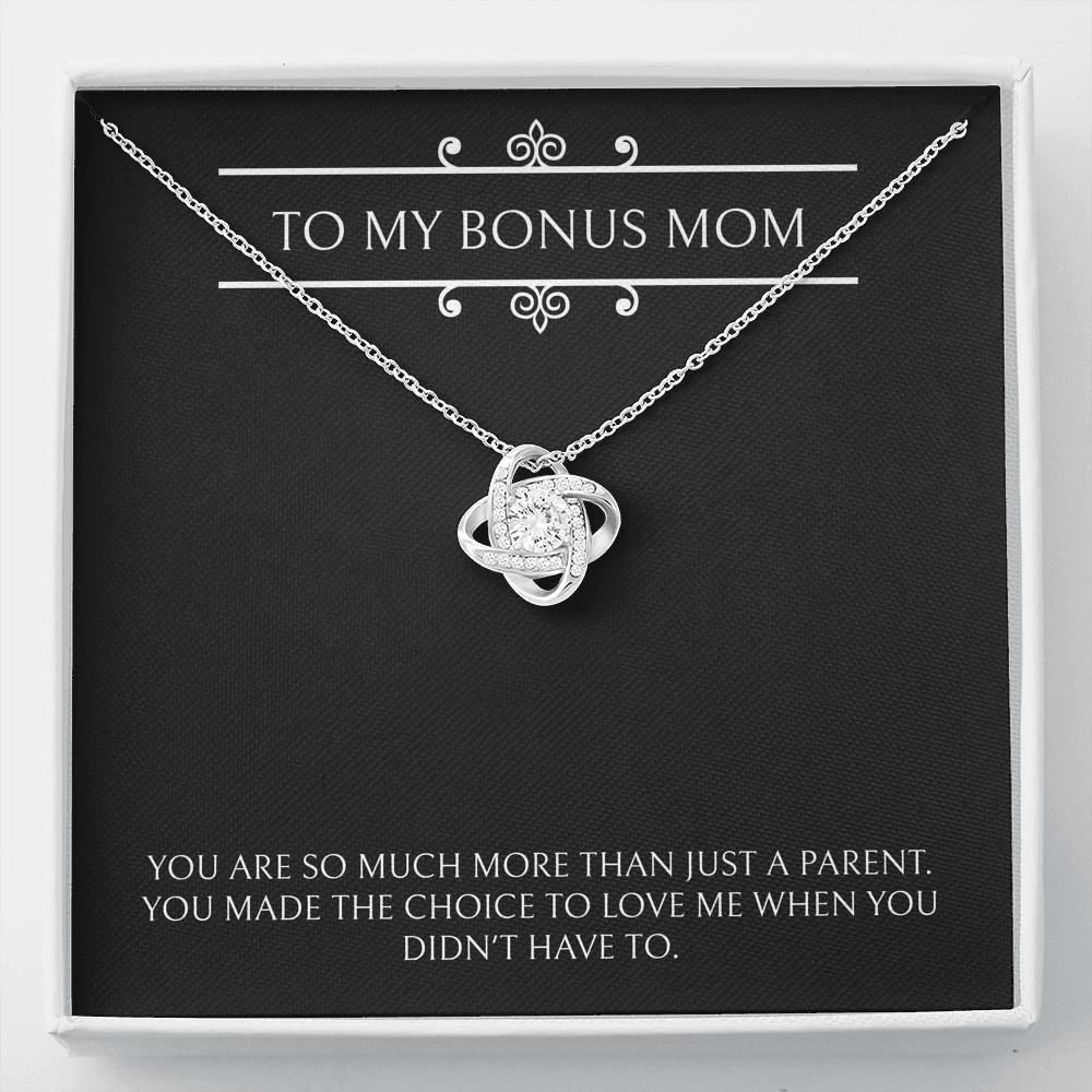 To My Bonus Mom Gifts, More Than Just A Parent, Love Knot Necklace For Women, Birthday Mothers Day Present From Bonus Daughter