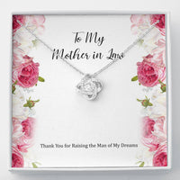 Load image into Gallery viewer, To My Mother-in-Law Gifts, Raising The Man Of My Dreams, Love Knot Necklace For Women, Birthday Mothers Day Present From Daughter-in-law
