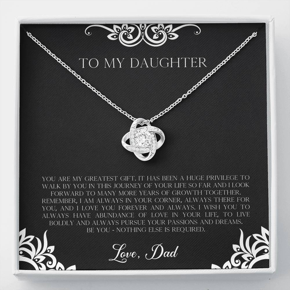 To My Daughter  Gifts, You Are My Greatest Gift, Love Knot Necklace For Women, Birthday Present Idea From Dad