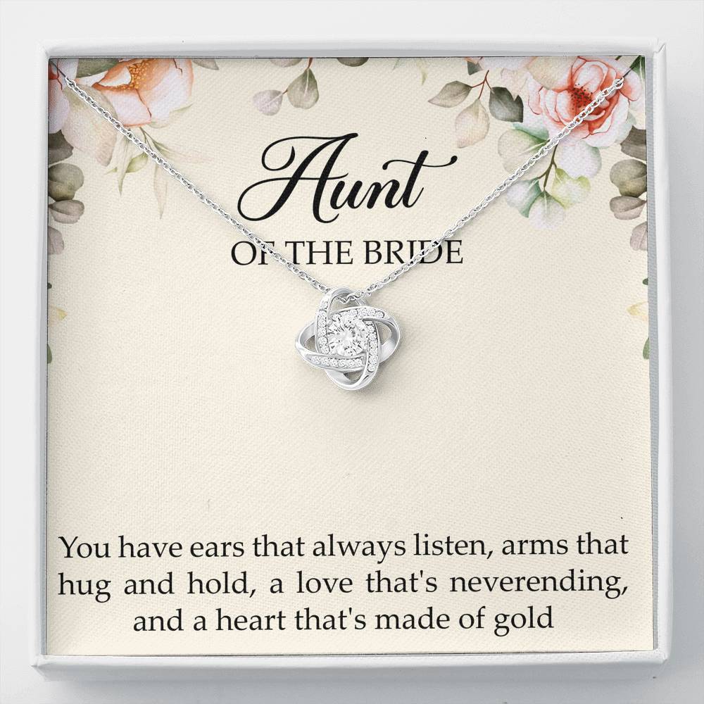 Aunt of the Bride Gifts, You Have Ears That Always Listen, Love Knot Necklace For Women, Wedding Day Thank You Ideas From Bride