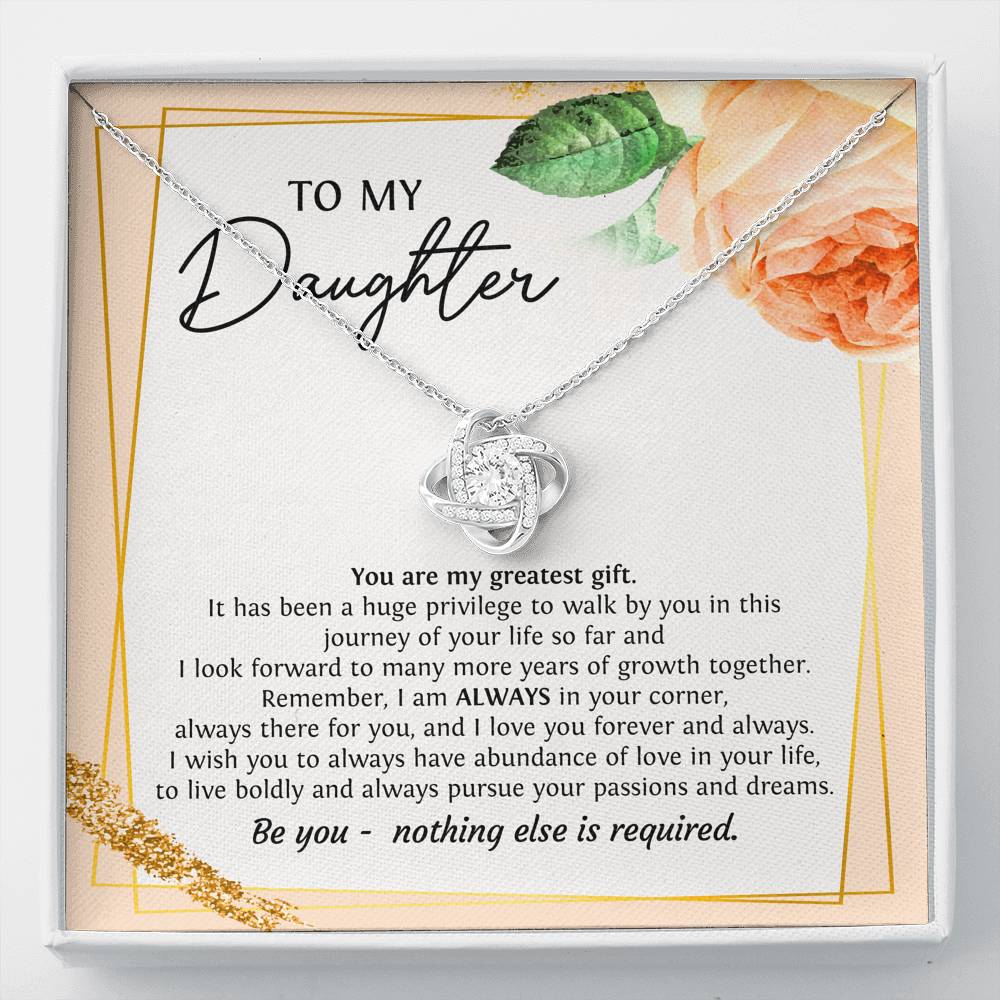 To My Daughter Gifts, You Are My Greatest Gift, Love Knot Necklace For Women, Birthday Present Ideas From Mom Dad