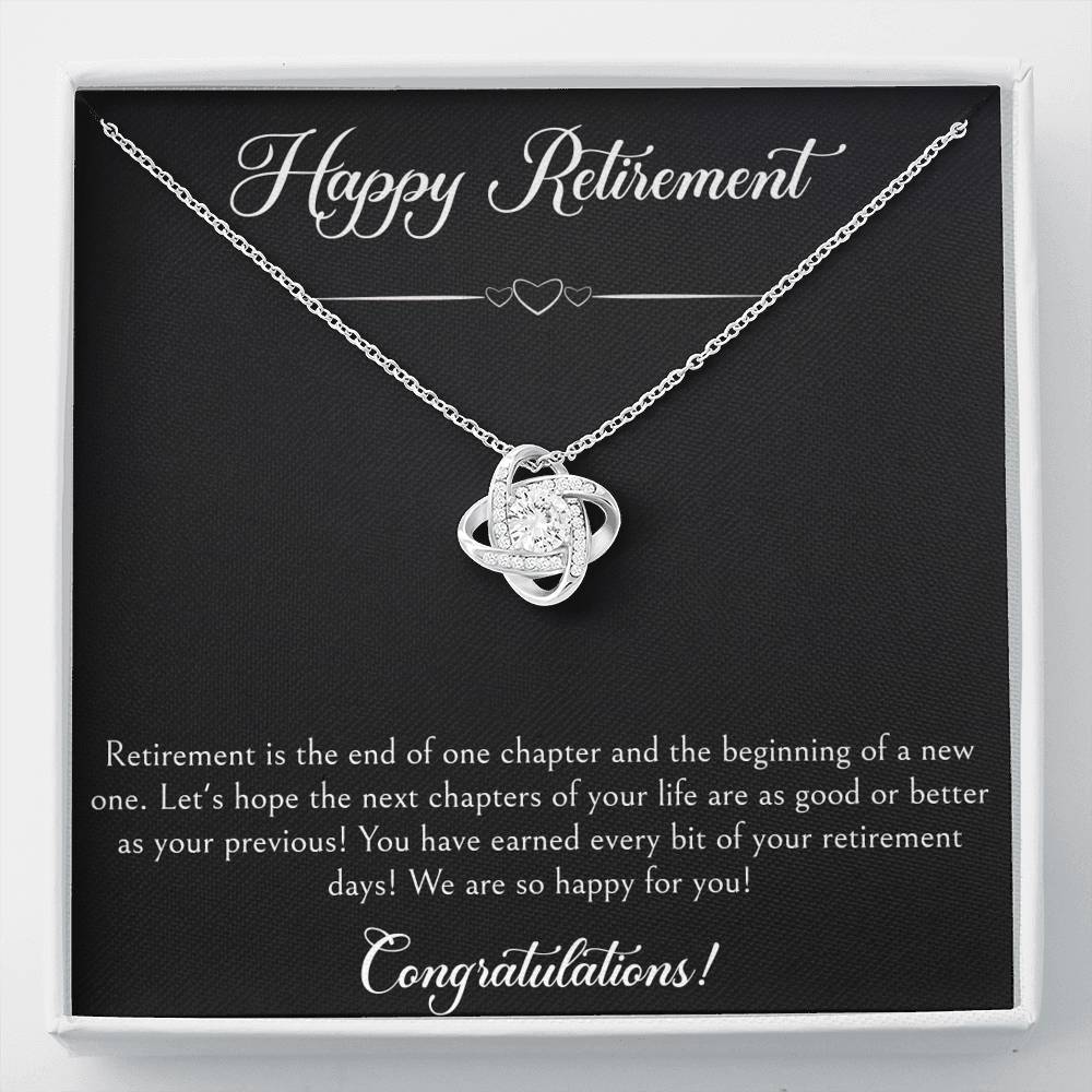 Retirement Gifts, Wishing You The Best, Happy Retirement Love Knot Necklace For Women, Retirement Party Favor From Friends Coworkers