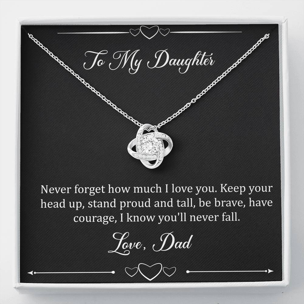 To My Daughter  Gifts, I Love You, Love Knot Necklace For Women, Birthday Present Idea From Dad