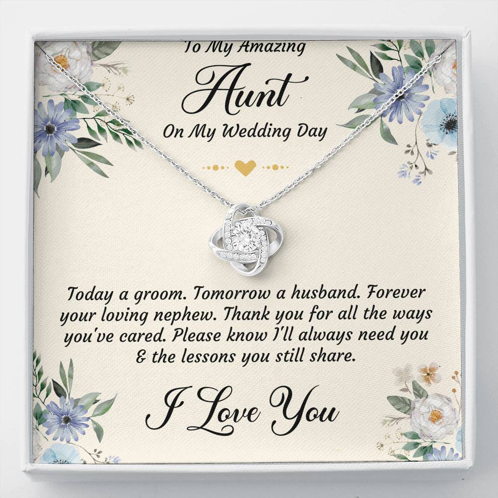 Aunt of the Groom Gifts, Forever Your Nephew, Love Knot Necklace For Women, Wedding Day Thank You Ideas From Groom