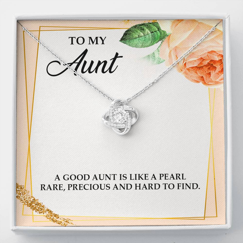 To My Aunt Gifts, A Good Aunt is Like a Pearl, Love Knot Necklace For Women, Aunt Birthday Present From Niece Nephew