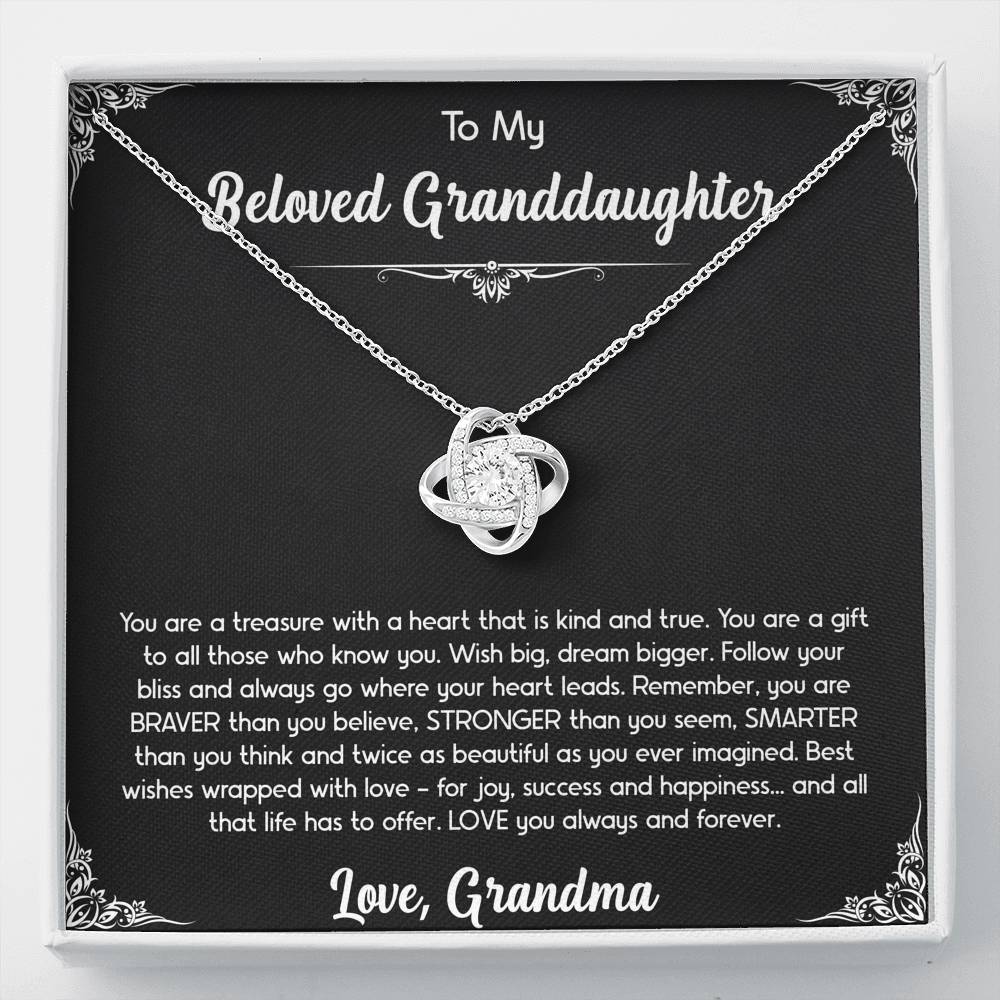 To My Granddaughter Gifts, You Are A Gift, Love Knot Necklace For Women, Birthday Present Idea From Grandma