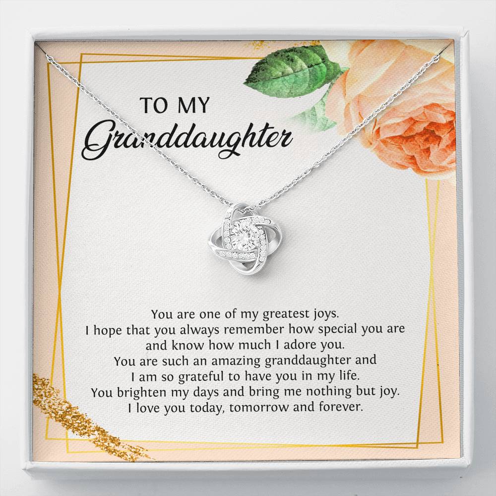 To My Granddaughter Gifts, You Are One Of My Greatest Joys, Love Knot Necklace For Women, Birthday Present Idea From Grandma Grandpa