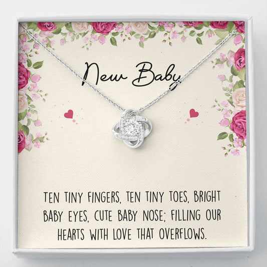 Gift for Expecting Mom, Ten Tiny Fingers, Mom to Be Love Knot Necklace For Women, Pregnancy Gift For New Mother