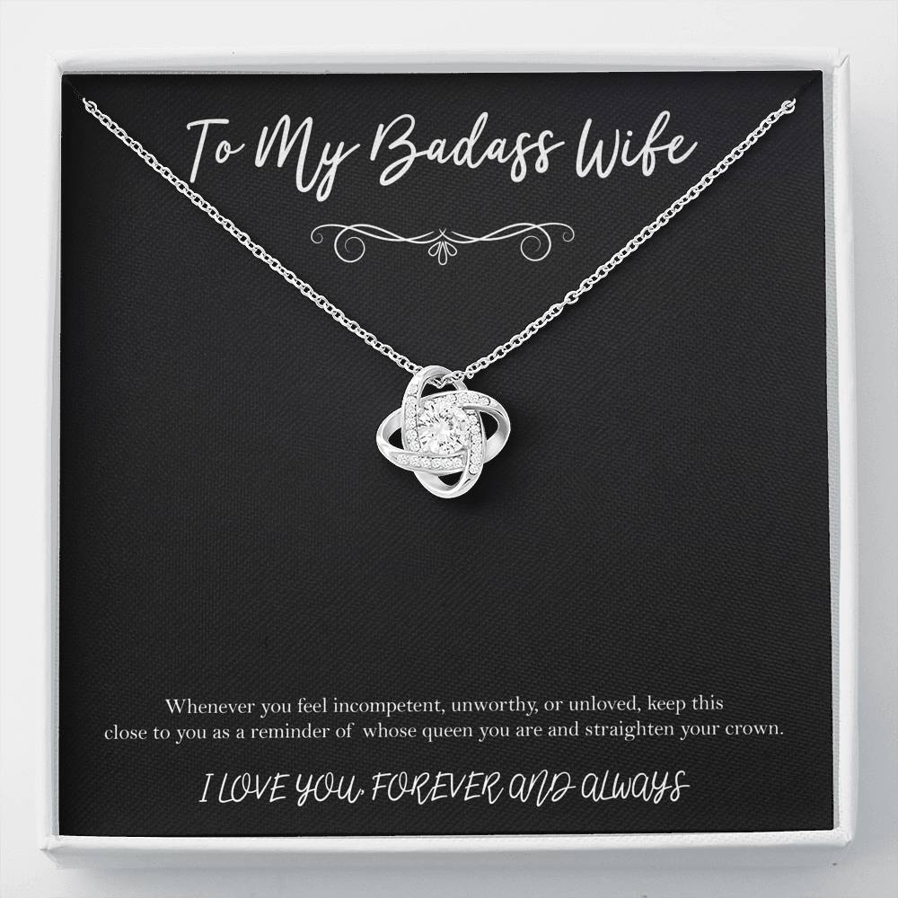 To My Badass Wife, Whenever You Feel Incompetent, Love Knot Necklace For Women, Anniversary Birthday Valentines Day Gifts From Husband