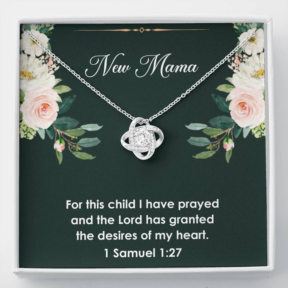 New Mom Love Knot Necklace - For This Child I Have Prayed | Pregnancy Gift