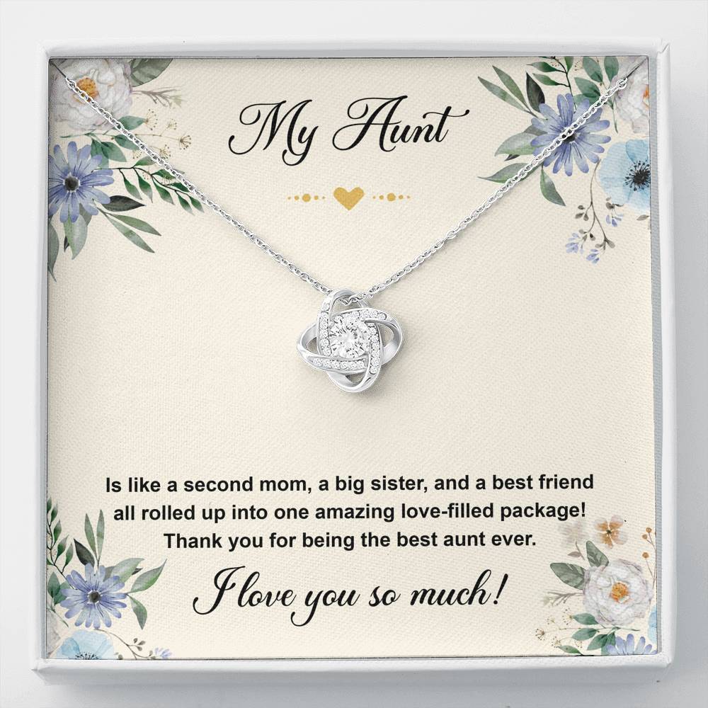 To My Aunt Gifts, Second Mom, Love Knot Necklace For Women, Aunt Birthday Present From Niece Nephew
