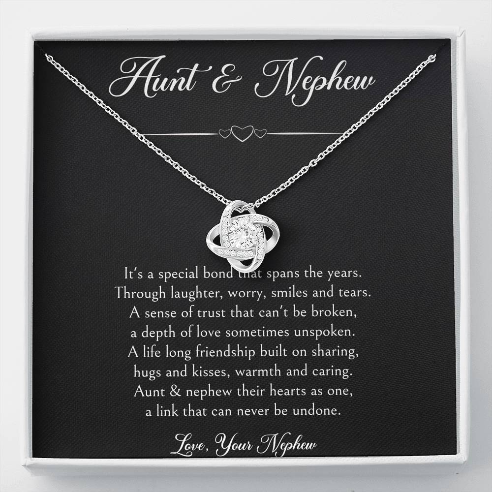 To My Aunt Gifts, Special Bond, Love Knot Necklace For Women, Birthday Present Idea From Nephew