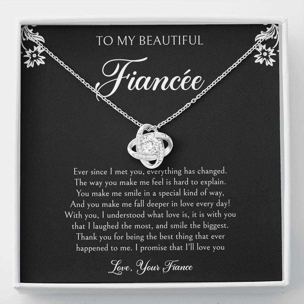 To My Fiancée, I'll Love You Forever, Love Knot Necklace For Women, Anniversary Birthday Valentines Day Gifts From Fiancé