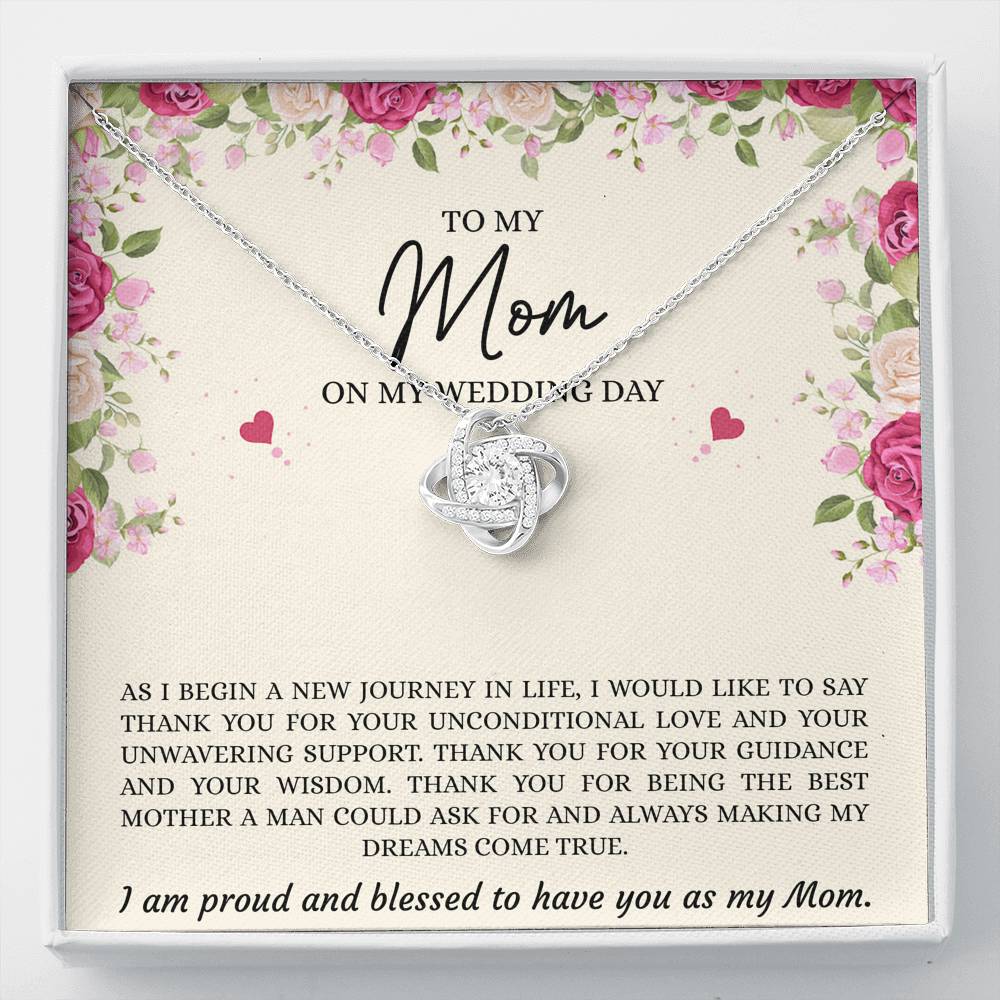Mom of the Groom Gifts, I Am Proud And Blessed To Have You, Love Knot Necklace For Women, Wedding Day Thank You Ideas From Groom