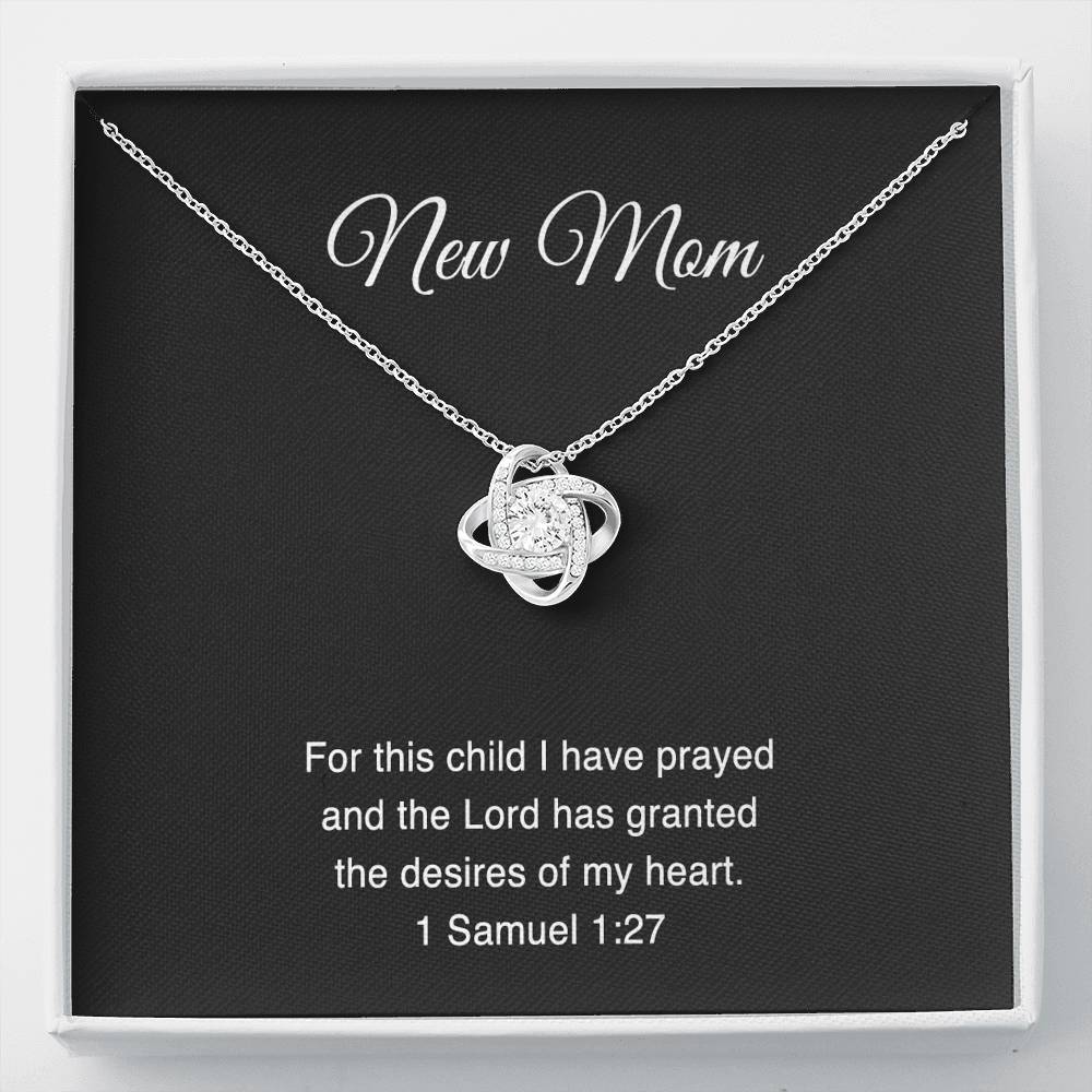 New Mom Love Knot Necklace - For This Child I Have Prayed | Baby Shower Gift