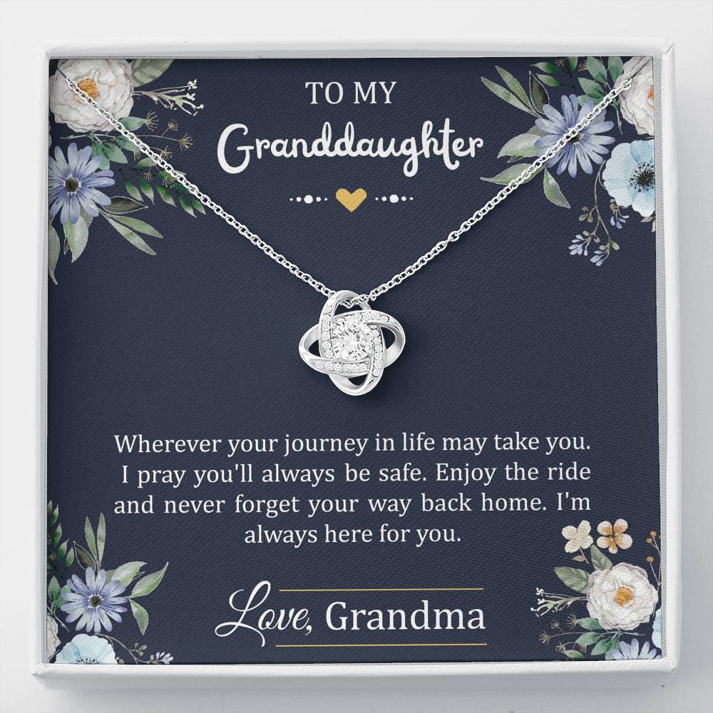 To My Granddaughter Gifts, I'm Always Here For You, Love Knot Necklace For Women, Birthday Present Idea From Grandma