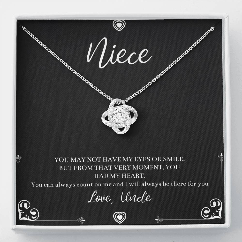 To My Niece  Gifts, You Can Always Count On Me, Love Knot Necklace For Women, Birthday Present Idea From Uncle