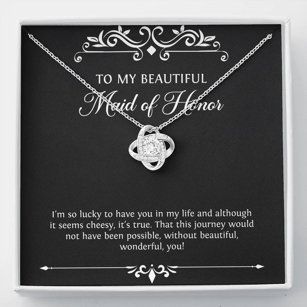 To My Maid of Honor Gifts, I'm Lucky To Have You, Love Knot Necklace For Women, Wedding Day Thank You Ideas From Bride