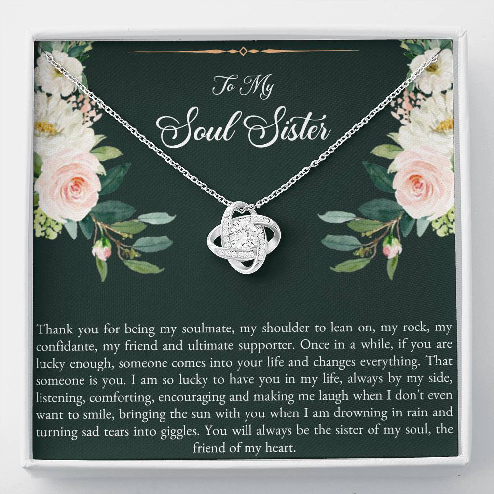 To My Best Friend Gifts, To My Soul Sister, Love Knot Necklace For Women, Birthday Present Idea From Bestie