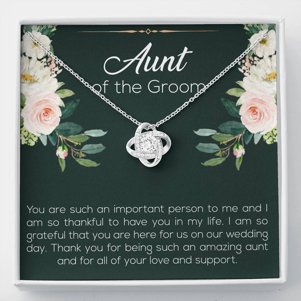 Aunt of the Groom Gifts, You're an Important Person To Me, Love Knot Necklace For Women, Wedding Day Thank You Ideas From Groom