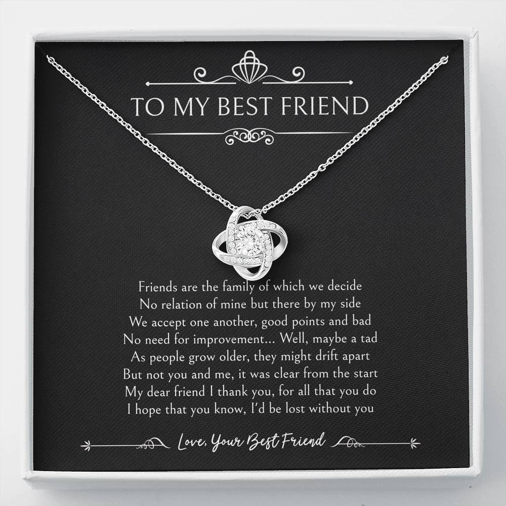 To My Friend Gifts, I'd Be Lost Without You, Love Knot Necklace For Women, Birthday Present Idea From Bestie