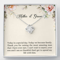 Load image into Gallery viewer, Mom of the Groom Gifts, I Can&#39;t Wait To Marry Your Son, Love Knot Necklace For Women, Wedding Day Thank You Ideas From Bride
