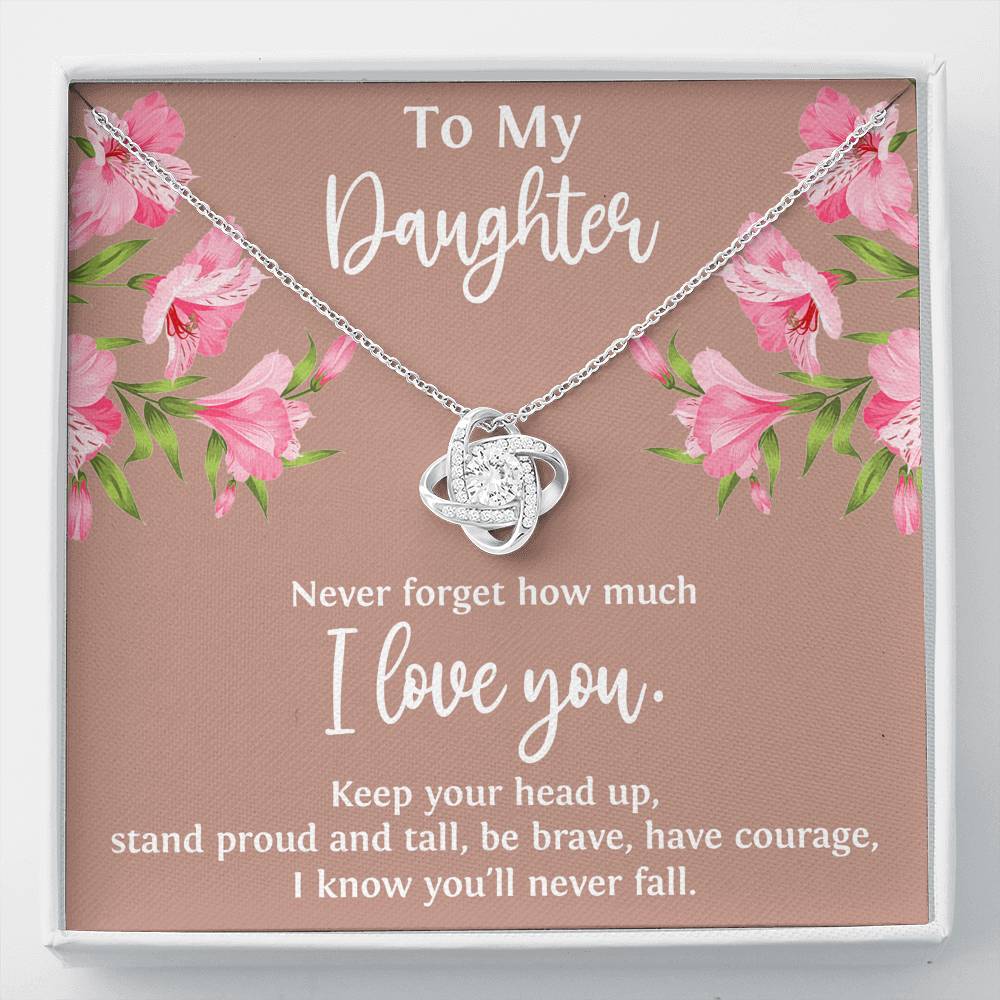 To My Daughter Gifts, Never Forget How Much I Love You, Love Knot Necklace For Women, Birthday Present Ideas From Mom Dad