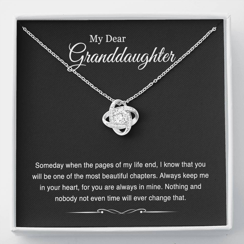 To My Granddaughter Gifts, Someday When The Pages Of My Life End, Love Knot Necklace For Women, Birthday Present Idea From Grandma Grandpa
