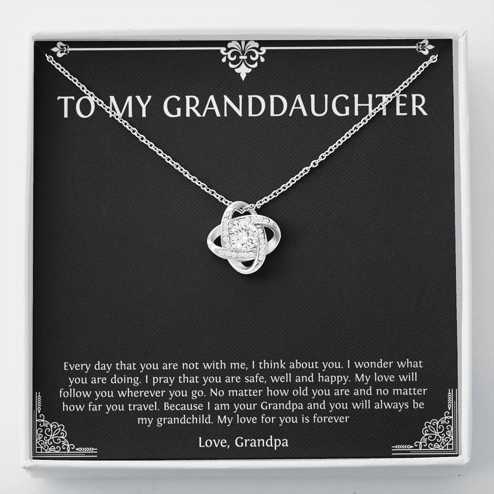 To My Granddaughter Gifts, I Think About You, Love Knot Necklace For Women, Birthday Present Idea From Grandpa