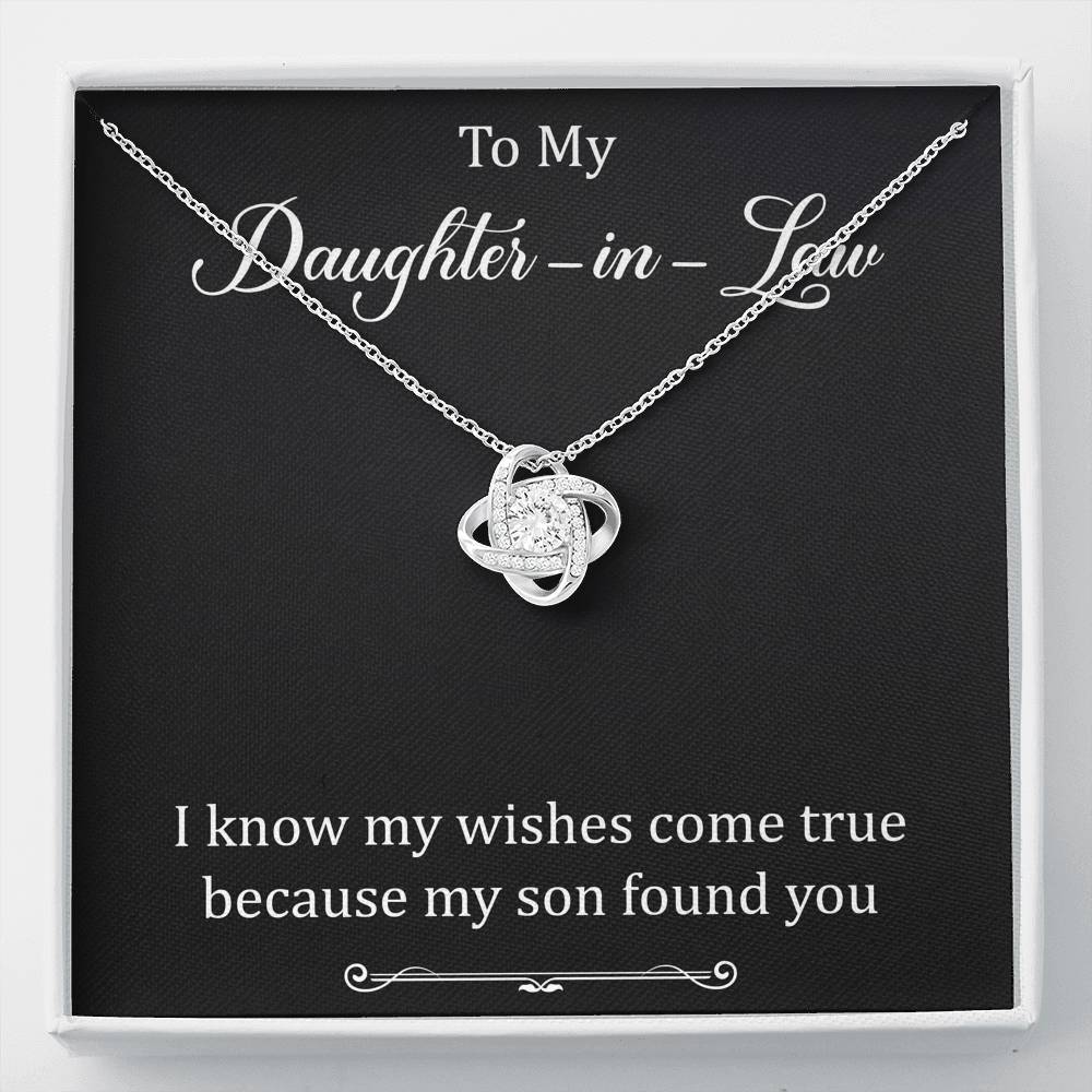 To My Daughter-in-law Gifts, I Know My Wishes Come True, Love Knot Necklace For Women, Birthday Present Idea From Mother-in-law
