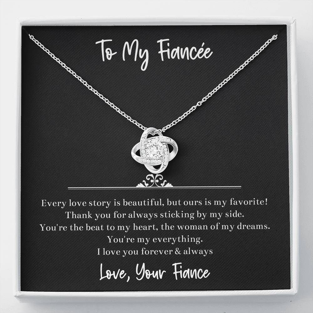 To My Fiancée, The Woman Of My Dreams, Love Knot Necklace For Women, Anniversary Birthday Valentines Day Gifts From Fiancé