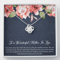 Load image into Gallery viewer, To My Mother-in-Law Gifts, My Bonus Mom, Love Knot Necklace For Women, Birthday Mothers Day Present From Daughter-in-law
