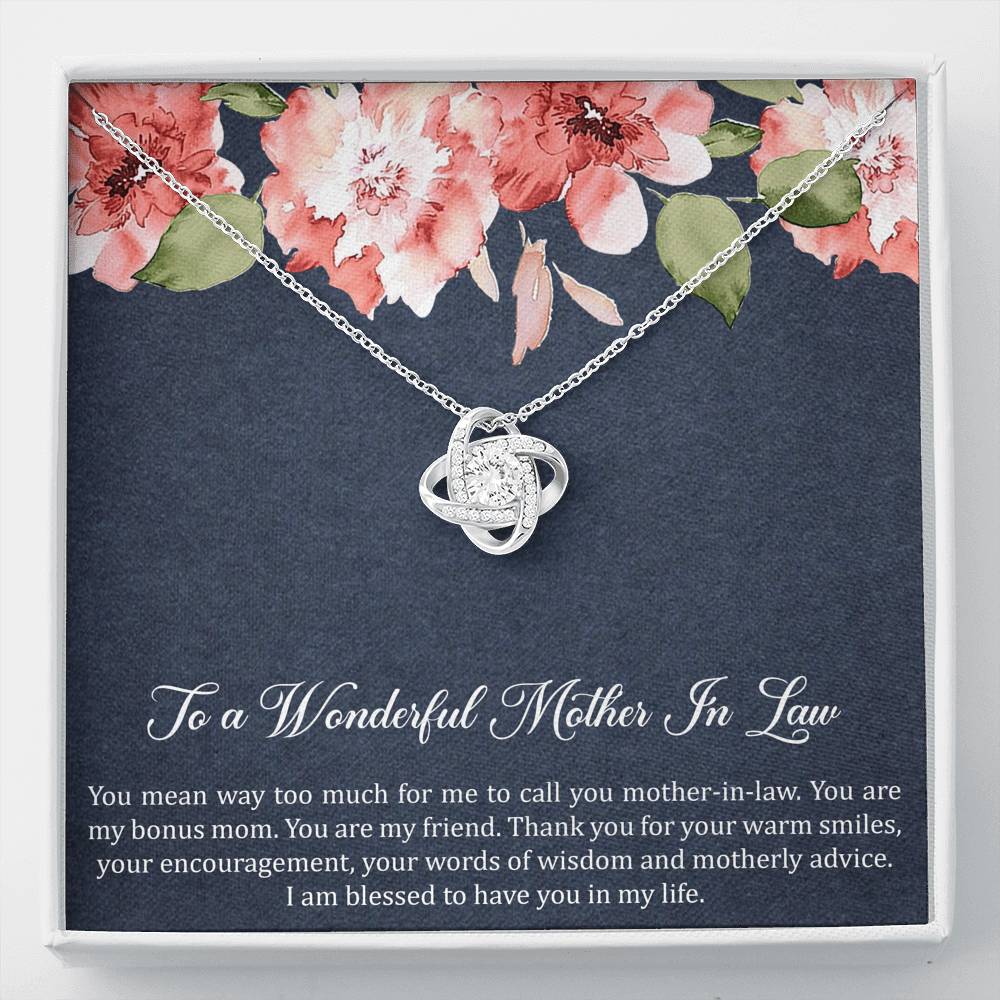 To My Mother-in-Law Gifts, My Bonus Mom, Love Knot Necklace For Women, Birthday Mothers Day Present From Daughter-in-law