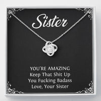 Load image into Gallery viewer, To My Badass Sister Gifts, You&#39;re Amazing, Love Knot Necklace For Women, Birthday Present Idea From Sister
