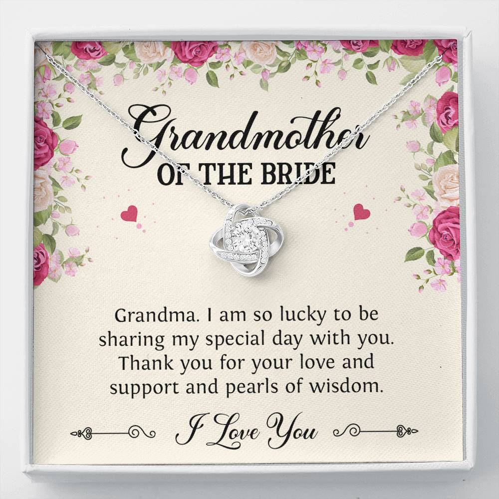 Grandmother of the Bride Gifts, I Am So Lucky, Love Knot Necklace For Women, Wedding Day Thank You Ideas From Bride