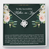 Load image into Gallery viewer, To My Mother-in-Law Gifts, Like A Lotus , Love Knot Necklace For Women, Birthday Mothers Day Present From Daughter-in-law
