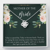 Load image into Gallery viewer, Mom of the Bride Gifts, Today We Become Family, Love Knot Necklace For Women, Wedding Day Thank You Ideas From Groom
