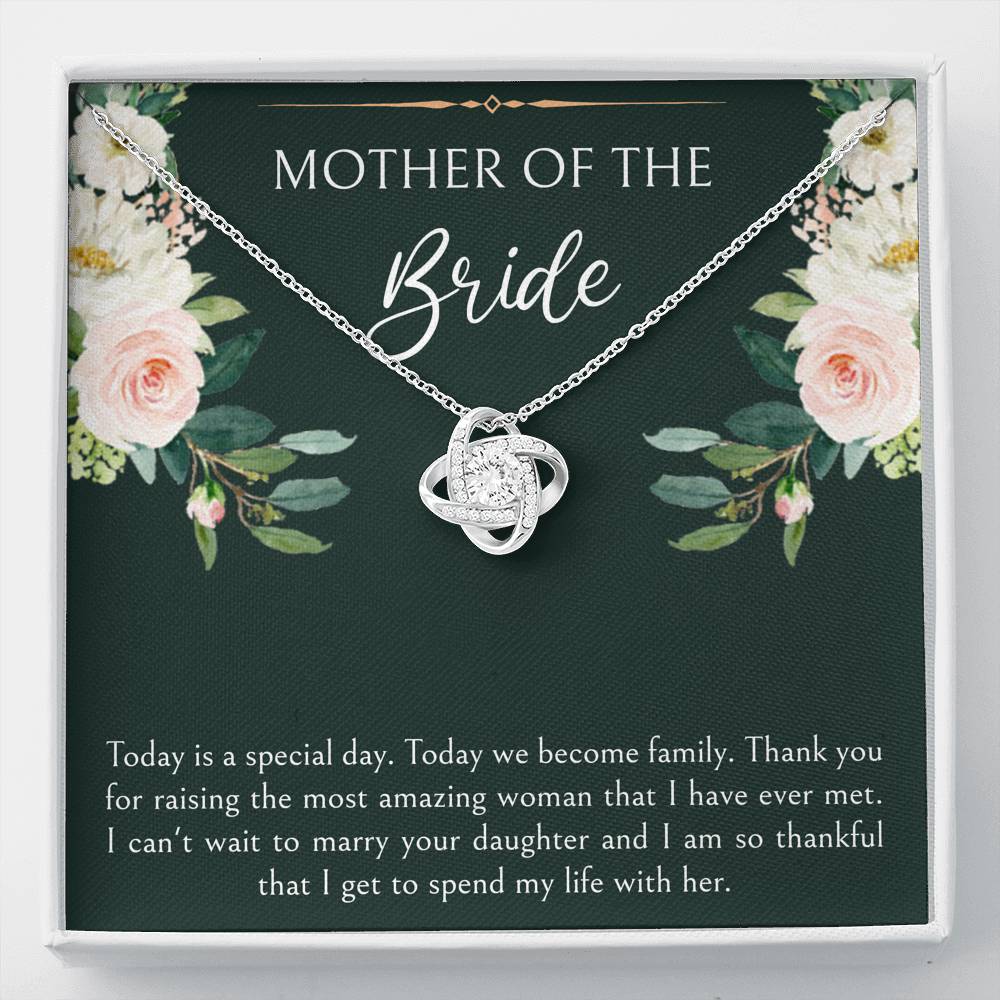 Mom of the Bride Gifts, Today We Become Family, Love Knot Necklace For Women, Wedding Day Thank You Ideas From Groom